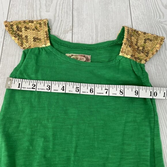 Joyfolie Green Knit Gold Sequin Dress - Picture 3 of 7